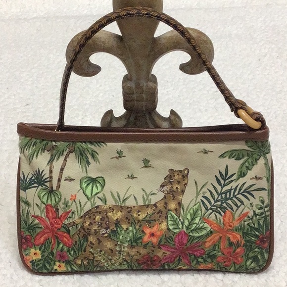 Wild Tiger Cat Wristlet Purse Floral Design - Picture 2 of 4